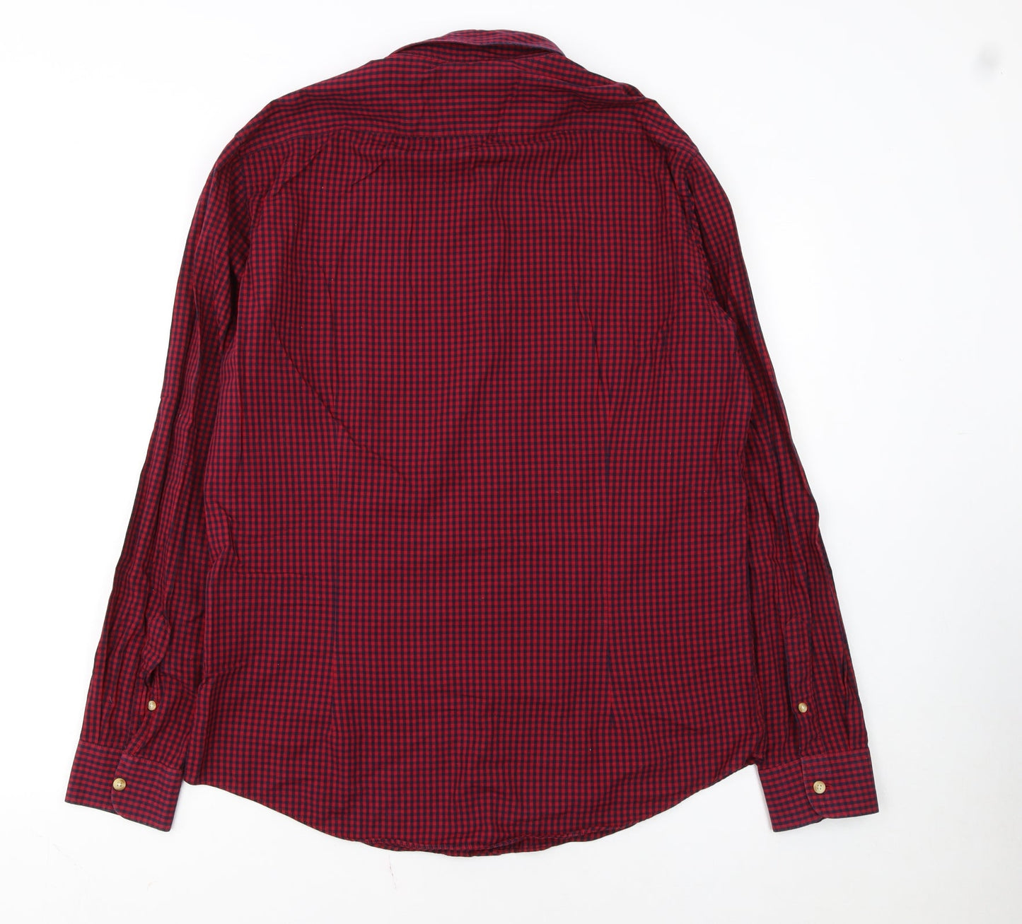 Moss London Men's Red Check Slim Fit Long Sleeve Button-Up Shirt Size L