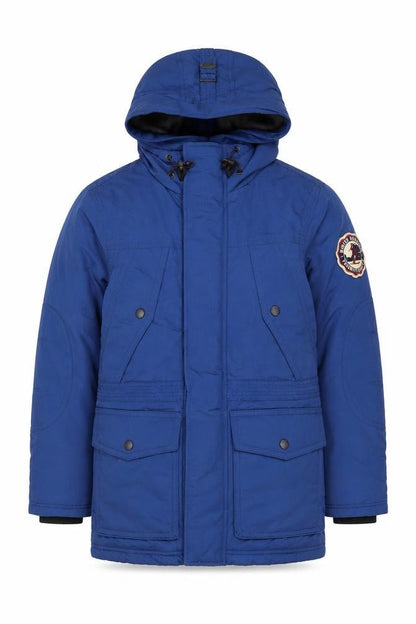 WHO.A.U Men's Blue Hooded Down Parka Coat Size S