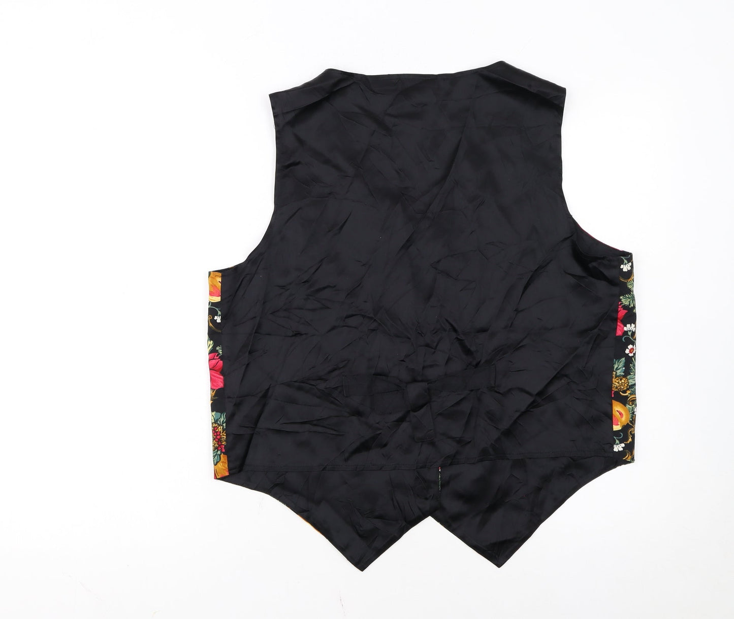 Nutcracker Womens Black Floral Christmas Waistcoat Size L Cotton