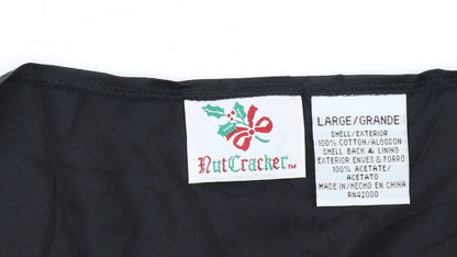 Nutcracker Womens Black Floral Christmas Waistcoat Size L Cotton