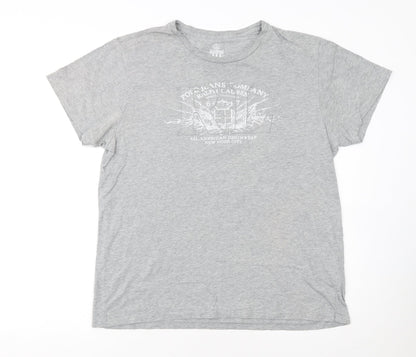Ralph Lauren Polo Jeans Grey Graphic Cotton Men's T-Shirt Size L