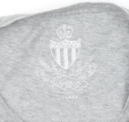 Ralph Lauren Polo Jeans Grey Graphic Cotton Men's T-Shirt Size L