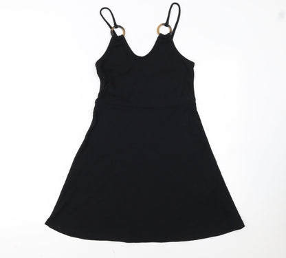 Topshop Women's Black A-Line V-Neck Sleeveless Dress Size 8