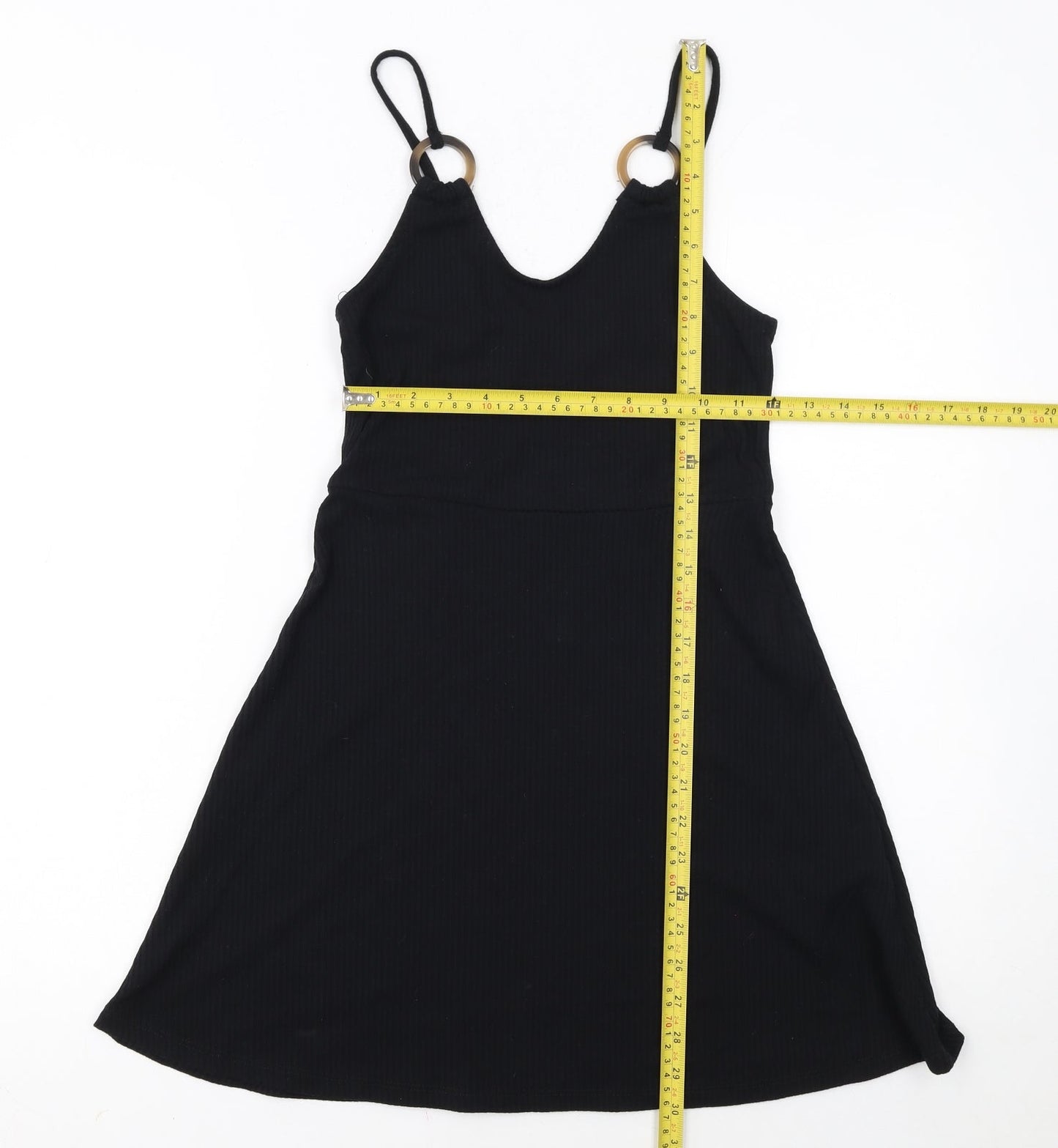 Topshop Women's Black A-Line V-Neck Sleeveless Dress Size 8