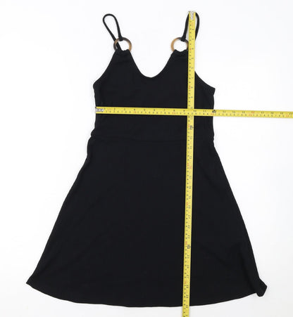 Topshop Women's Black A-Line V-Neck Sleeveless Dress Size 8
