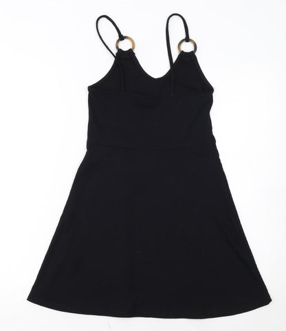 Topshop Women's Black A-Line V-Neck Sleeveless Dress Size 8