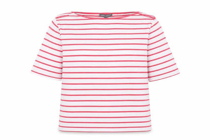 Laura Ashley Women’s White Pink Striped Cotton T-Shirt UK 14
