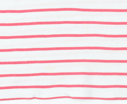 Laura Ashley Women’s White Pink Striped Cotton T-Shirt UK 14