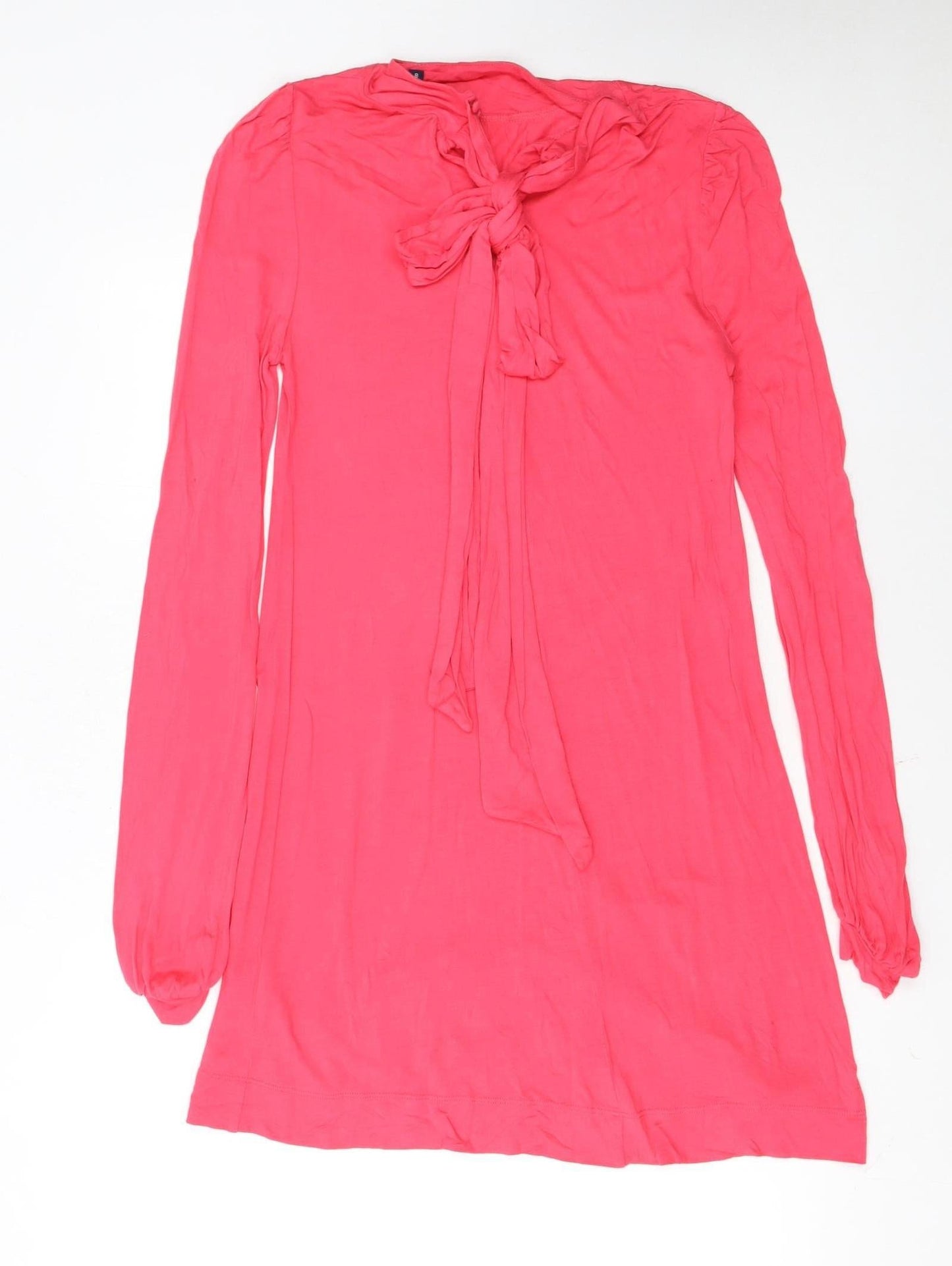 French Connection Women Pink Size 8 Long Sleeve Bow Tie Shift Dress