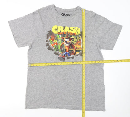 Crash Bandicoot Grey Graphic Men's T-Shirt Medium Cotton Regular Fit