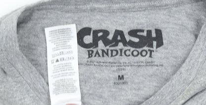 Crash Bandicoot Grey Graphic Men's T-Shirt Medium Cotton Regular Fit