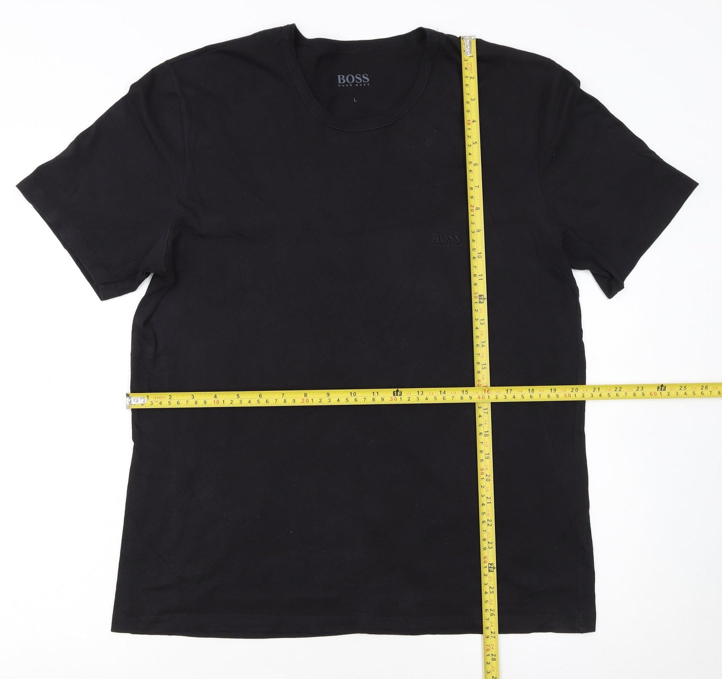 Hugo Boss Men's Black Crew Neck Cotton T-Shirt Size L