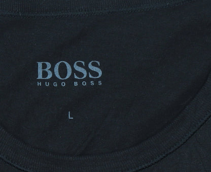 Hugo Boss Men's Black Crew Neck Cotton T-Shirt Size L