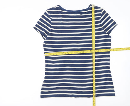 Seasalt Cornwall Womens Blue Striped Organic Cotton T-Shirt UK 12