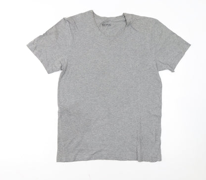 Hugo Boss Men's Grey Cotton Crew Neck Short Sleeve T-Shirt Size S