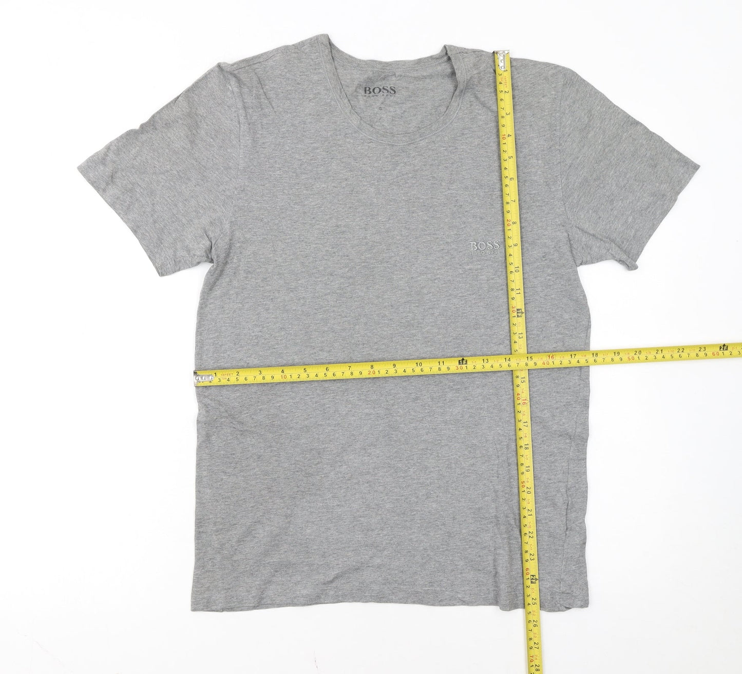 Hugo Boss Men's Grey Cotton Crew Neck Short Sleeve T-Shirt Size S