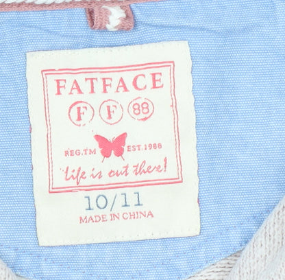 FatFace Girls Pink Half Zip Sweatshirt 10-11 Years Cotton Casual Top