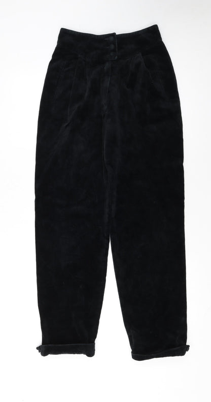 Le Galline Italia Women's Black Wool Blend High Waist Tapered Trousers Size 10