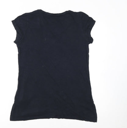 Red Herring Womens Black Floral Festival T-Shirt Size 8