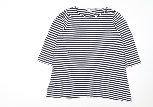 Fenn Wright Manson Women Navy White Stripe Tunic L Cotton Top