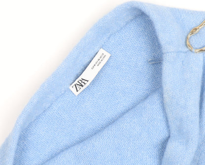 Zara Women Blue Wool Blend Asymmetrical Pullover Jumper Size 12