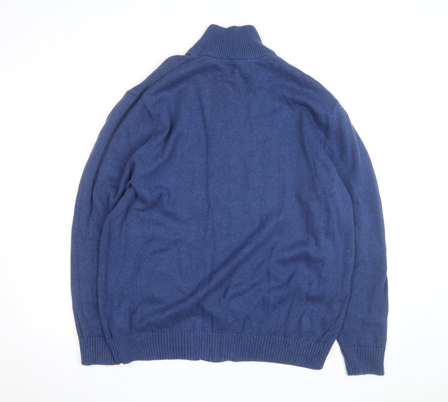Maine New England Men’s Blue Wool Blend 1/2 Zip Jumper Size L