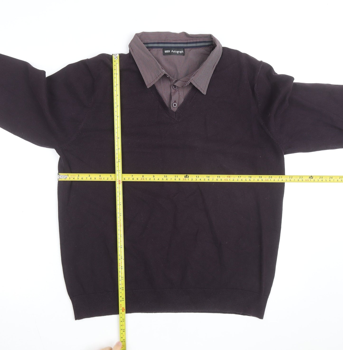 Marks and Spencer Men’s Brown V-Neck Pullover Jumper Size L Classic Fit