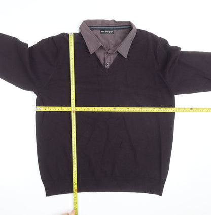 Marks and Spencer Men’s Brown V-Neck Pullover Jumper Size L Classic Fit