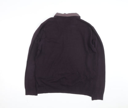 Marks and Spencer Men’s Brown V-Neck Pullover Jumper Size L Classic Fit