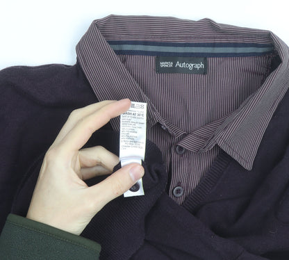Marks and Spencer Men’s Brown V-Neck Pullover Jumper Size L Classic Fit