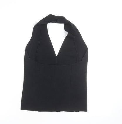 Reiss Women’s Black Halter Neck Knit Camisole Tank Top L