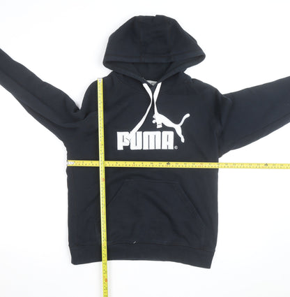Puma Mens Black Pullover Hoodie L Logo Graphic Athletic Sweatshirt