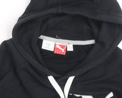 Puma Mens Black Pullover Hoodie L Logo Graphic Athletic Sweatshirt