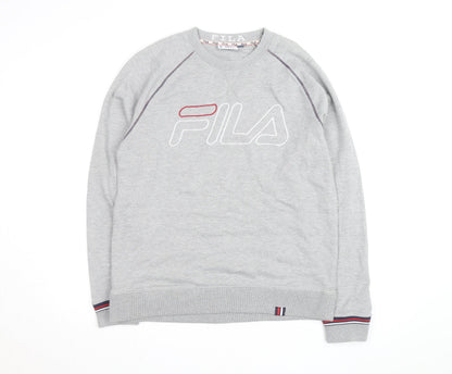 Fila Men's Grey Logo Crew Neck Pullover Sweatshirt M