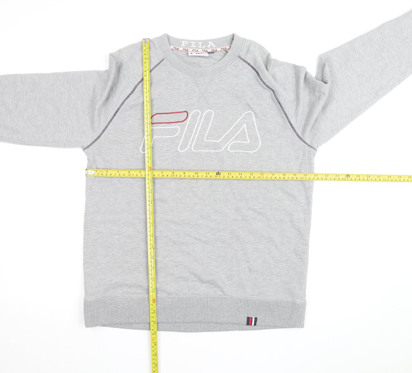 Fila Men's Grey Logo Crew Neck Pullover Sweatshirt M