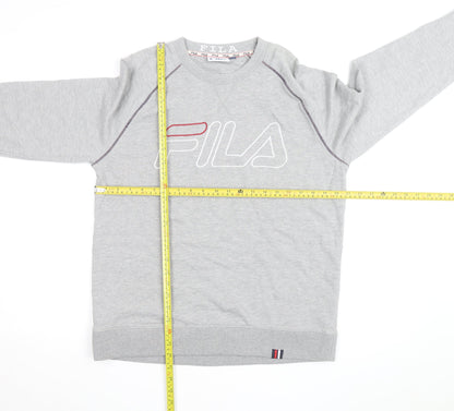 Fila Men's Grey Logo Crew Neck Pullover Sweatshirt M