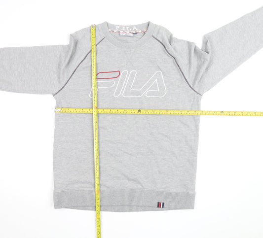 Fila Men's Grey Logo Crew Neck Pullover Sweatshirt M