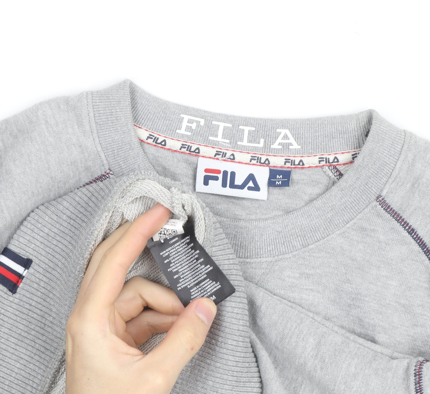 Fila Men's Grey Logo Crew Neck Pullover Sweatshirt M