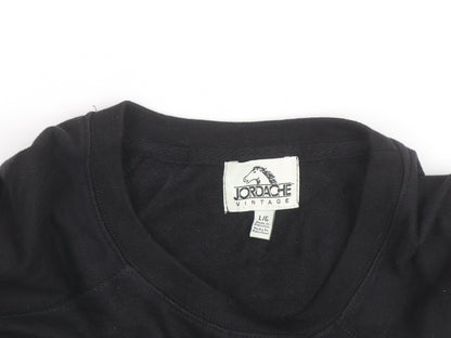 Jordache Vintage Men's Black L Pullover Sweatshirt Space Graphic Print
