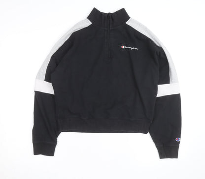 Champion Men's Black Grey 1/4 Zip Sweatshirt M Sports Fleece