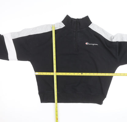 Champion Men's Black Grey 1/4 Zip Sweatshirt M Sports Fleece
