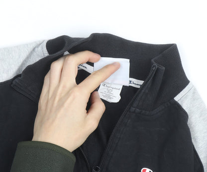 Champion Men's Black Grey 1/4 Zip Sweatshirt M Sports Fleece