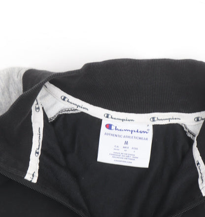 Champion Men's Black Grey 1/4 Zip Sweatshirt M Sports Fleece