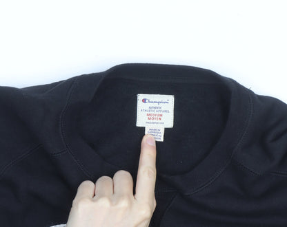 Champion Men's Black Medium Pullover Sweatshirt Crew Neck