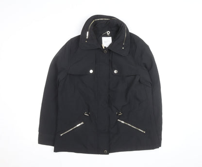 Principles Petite Womens Black Size 12 Mid-Length Anorak Jacket