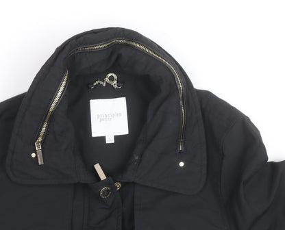 Principles Petite Womens Black Size 12 Mid-Length Anorak Jacket