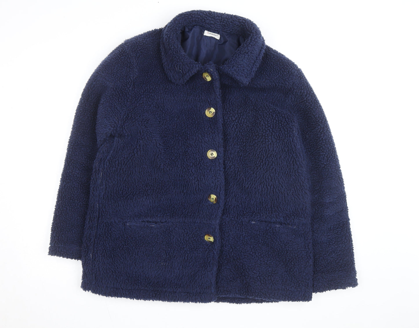 Damart Women’s Blue Fleece Button Mid-Length Coat Size M