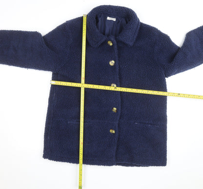 Damart Women’s Blue Fleece Button Mid-Length Coat Size M