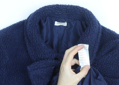 Damart Women’s Blue Fleece Button Mid-Length Coat Size M