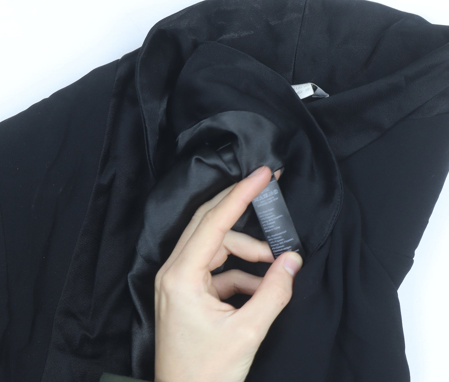 Monsoon Women’s Black Cropped Bolero Jacket Size 14 Classic Satin Lined